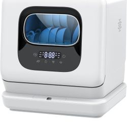 Countertop Dishwasher, 28 Pieces Dishes/Cycle, 6 Wash Programs&Hot Drying, with 1.9 Gal Water Tank, No Hookup Needed, Dish Washer with 360° Dual Spray
