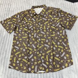 San Diego Padres Shirt Mens L SGA  Brown Yellow Logo All Over Print Promotional