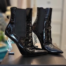 Yves Saint Laurent Boots - Vernice Nikel Palladio Black - Size 6.5
