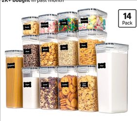Airtight Food Storage Containers Set, 14 PCS Kitchen Storage Containers with Lids for Flour, Sugar and Cereal, Plastic Dry Food Canisters for Pantry O
