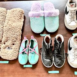 Girls Shoes & Slippers - 6 Pairs - Nike, & Target