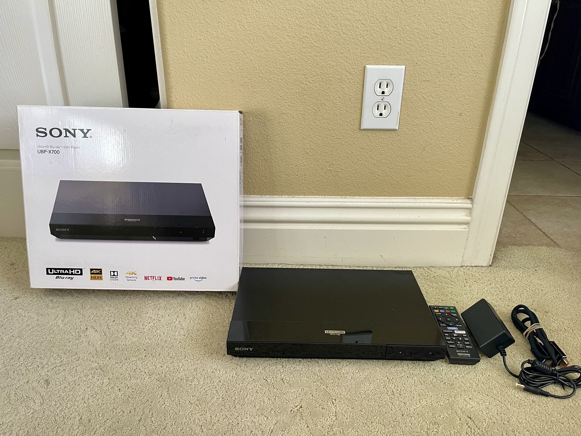 Sony UBP-X700 B/M 4K Ultra HD Blu-ray Player W/ HDMI Cable, Remote, AC Adapter
