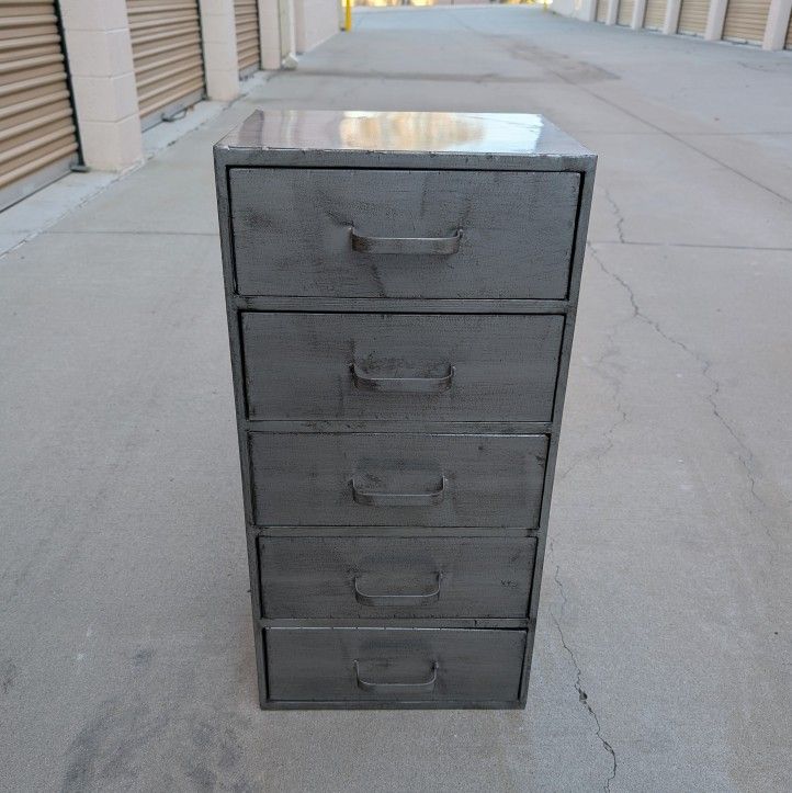 Small Gray Metal 5 Drawer Storage Cabinet
