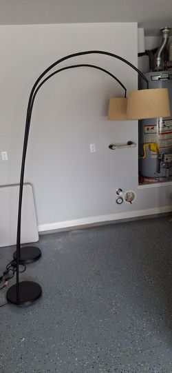 Pair of tall living room arc lamps