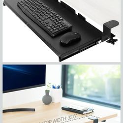 VIVO Large Keyboard Tray Under Desk Pull Out with Extra Sturdy C Clamp Mount System, 27 (33 Including Clamps) x 11 Inch Slide-Out Platform Computer Dr