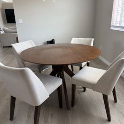 48” Round Dining Table + 4 Chairs 