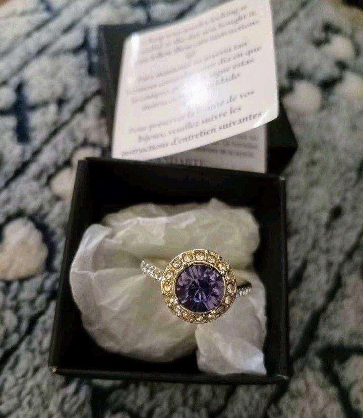 Pop of Purple Purple Oval CZ Halo Cocktail Ring