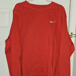Mens Red, Gray Nike Crewneck Sweatshirt.