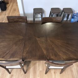 Dining Set: Large Table With Leaf And 4 Padded Chairs