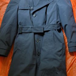 44r military mens man's all weather trench coat with removable liner dark blue