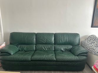 Leather green sofa