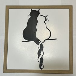 3D Printed cat love Pattern Framed Wall Art Home Decor 10x10 Inch