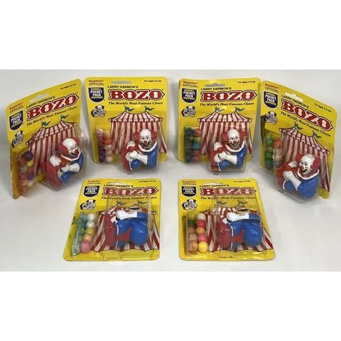 Lot of 6 Vintage 1987 Superior Toy Larry Harmon's Bozo Gumball Pocket Dispenser