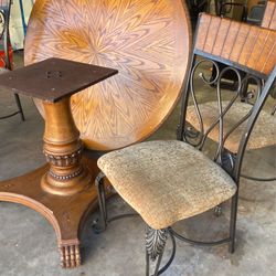 Four Seat Wooden Table, Cast-Iron Seats