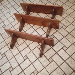 Three Wooden Decorative Wall Hanging Display Shelves For One Price 