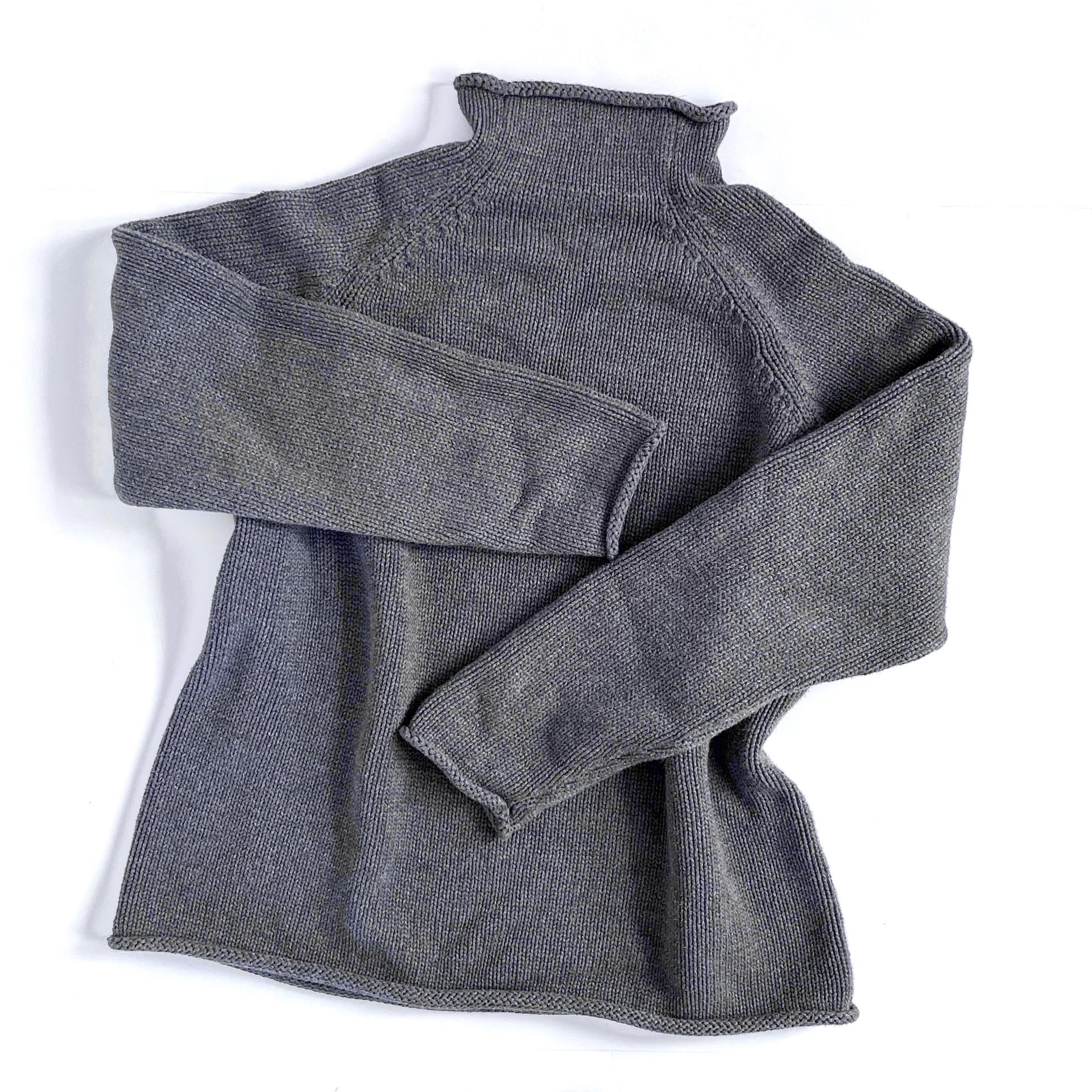 J.Crew Women’s Cotton Roll Neck Knit Sweater in Dark Grey