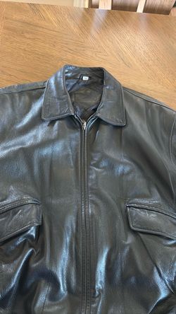 Large Black Leather Zip-Up Jacket