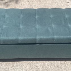 GDF Studio Wendover Contemporary Fabric Tufted Storage Ottoman Bench in Dark Teal