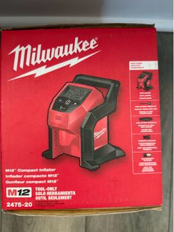 Milwaukee M12 Compact Inflator 2475-20 Tool Only New