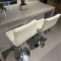 WHITE & silver base BAR STOOLS