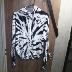 Blue And White Tie Dye Hooded Sweatshirt