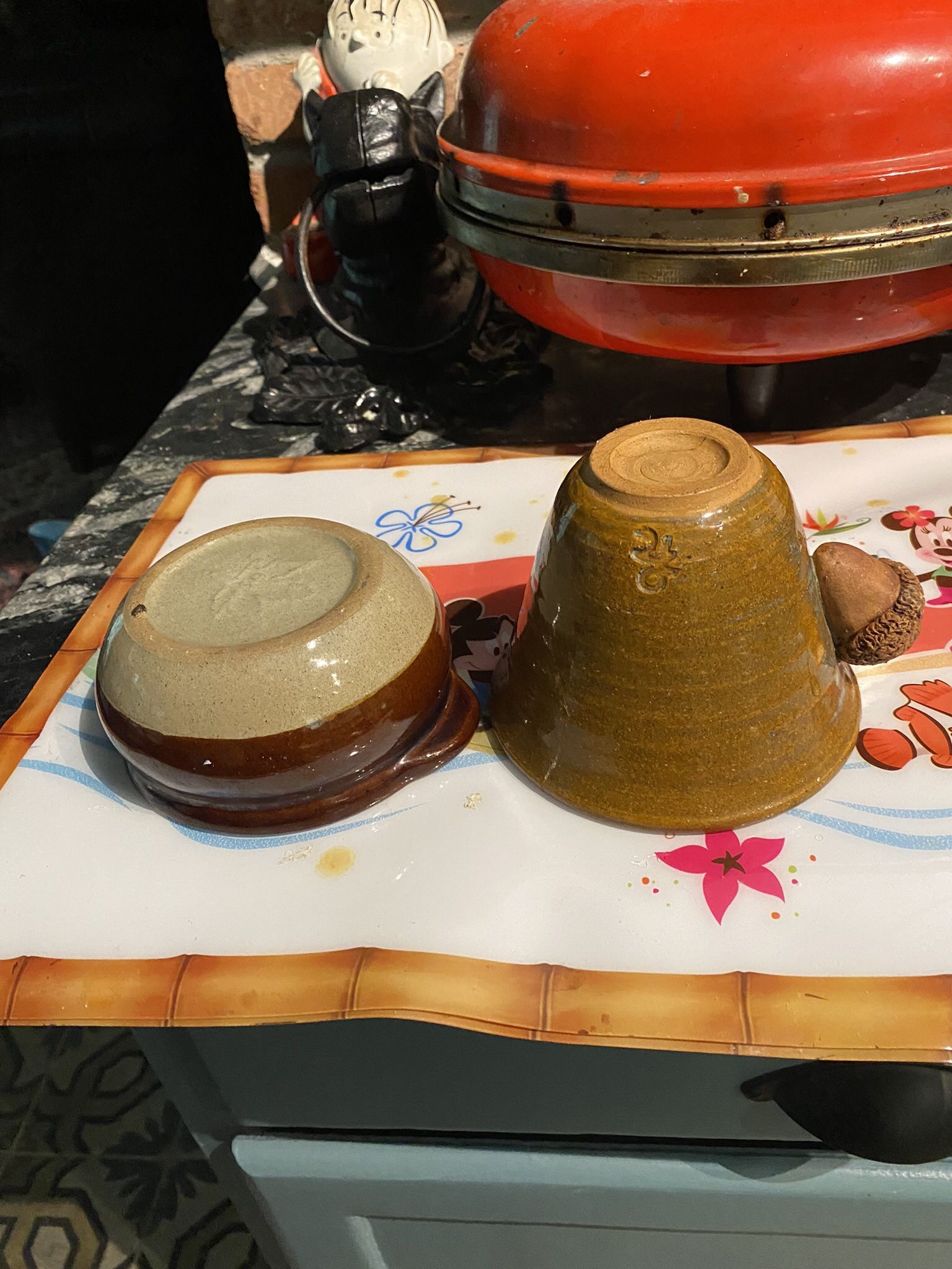 Two Small Ceramic Bean Pot Bowls