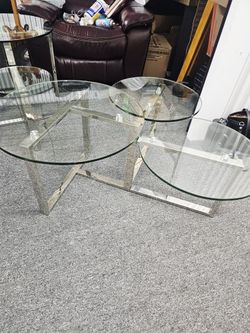 Beautiful Like New Modern Chrome 3 Glass Tiered Coffee Table