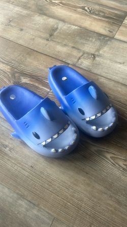 Kids Blue Shark Slide Sandals