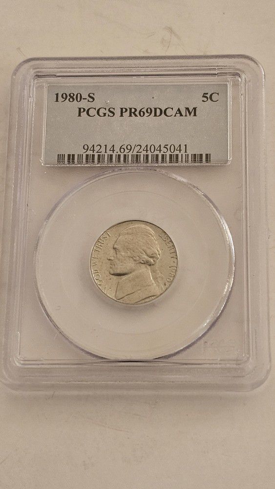 1980-S Jefferson Nickel 5c LOOK UP  PCGS NUMBER!!! PR69 DCAM.