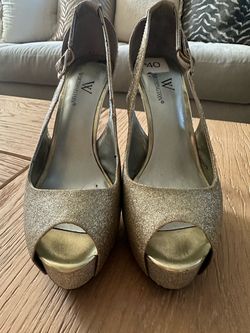 JCP shimmer gold and silver heels