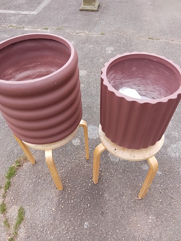 Pair Burgundy Planters