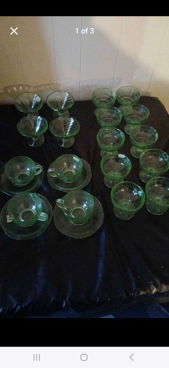 22 Pieces Uranium Depression Glass