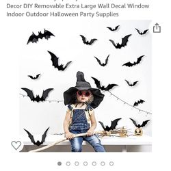 CIOEY 56PCS Halloween 3D Bats Wall Sticker Decoration Realistic PVC Scary Spooky Black Bat Stickers for Home Decor DIY Removable Extra Large Wall Deca