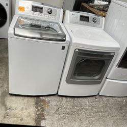 white lg top load washer dryer set
