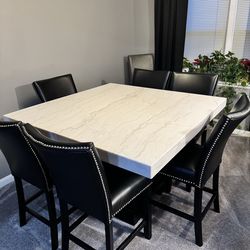 Luxury Marble-Style Dining Set w/ 7 Chairs – Modern, Elegant, Excellent Condition