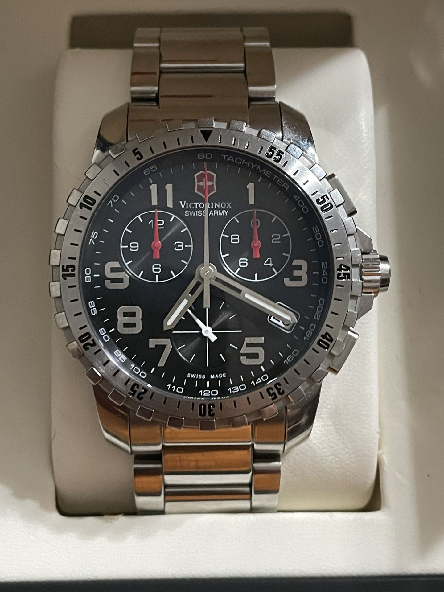 Swiss Army Victorinox Alpnach Chrono Black Dial Bracelet Mens