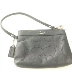 Coach Black Leather Wristlet