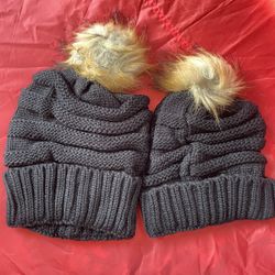 Mommy And Me Black Beanies 