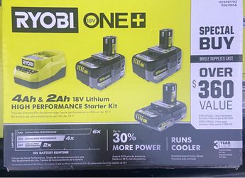 Ryobi 18V ONE+ 4Ah & 2Ah Lithium Starter Kit