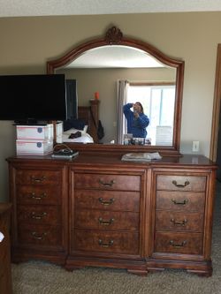 Dresser Mirror and King Size Headboard/Footboard