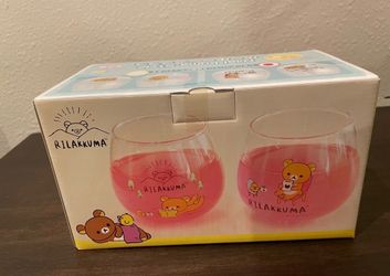 Rilakkuma Relax Time Drinking Juice Glass 2pc JAPAN EXCLUSIVE