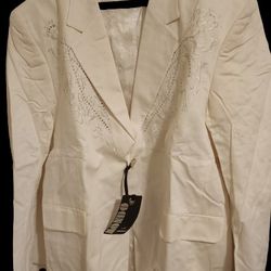 Mondo White Embroidered Blazer Jacket - Size XX