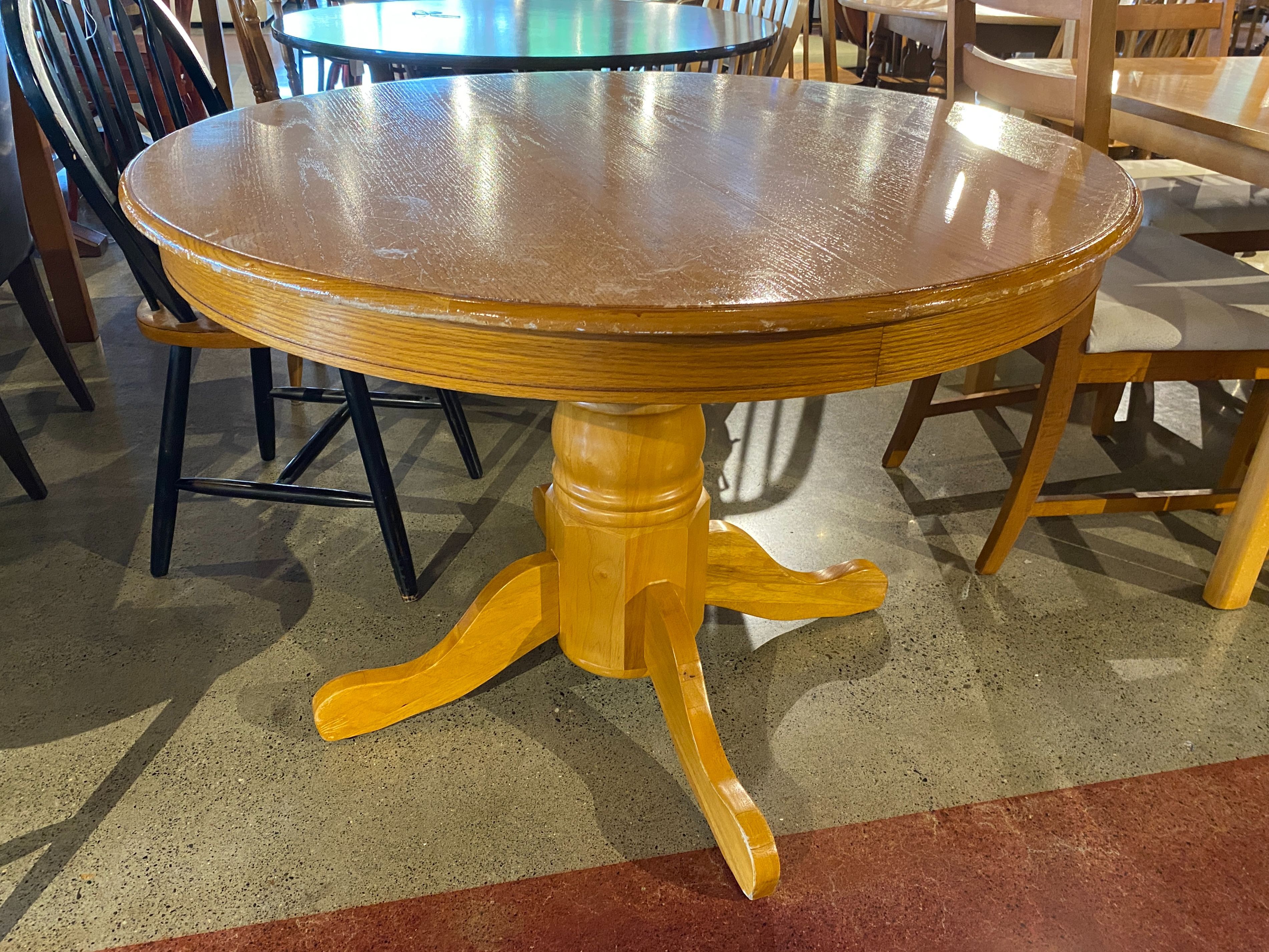 Round Minimal Blonde Pedestal Dining Table