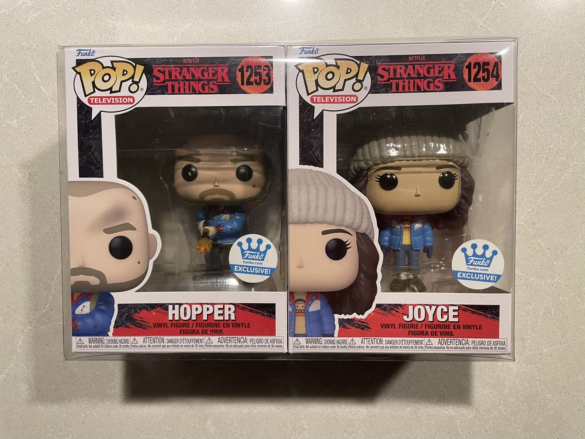 Hopper & Joyce Funko Pop Set *MINT* Online Shop Exclusive Flamethrower Stranger Things 1253 with protector Netflix Television