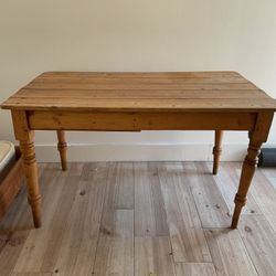 Vintage Wood Table With Drawer