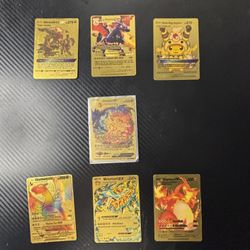 Gold Pokemon Trading Cards,includes Card Protector