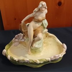 Antique ROYAL DUX ART NOUVEAU Figural Planter Centerpiece Bowl Vase Early 1900s