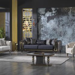 VS Snake Velvet Sofa & Loveseat (Black Or Beige)