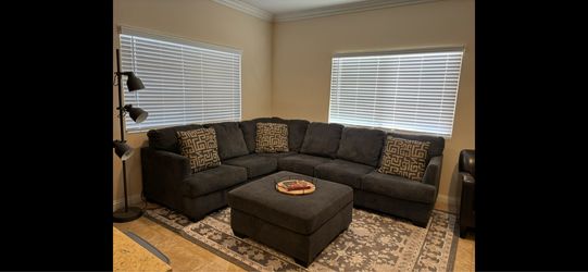 Sectional Sofa with ottoman Blue Fabric