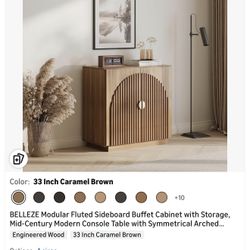 BELLEZE Modular Fluted Sideboard Buffet Cabinet with Storage, Mid-Century Modern Console Table with Symmetrical Arched...
